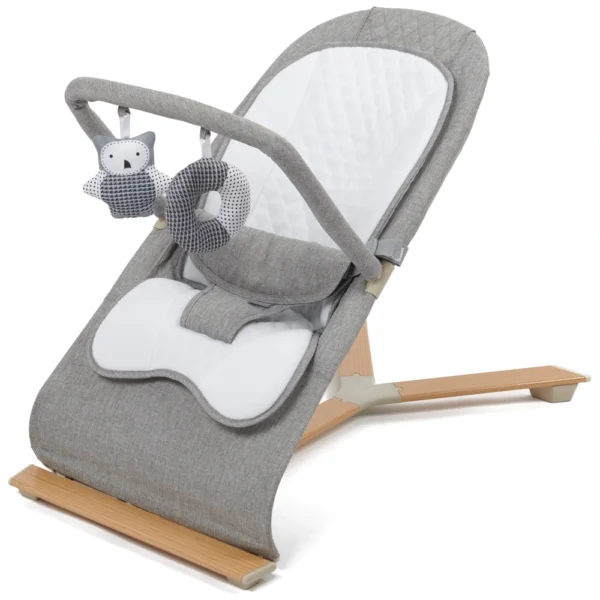 Nested Grey Wooden Baby Rocker